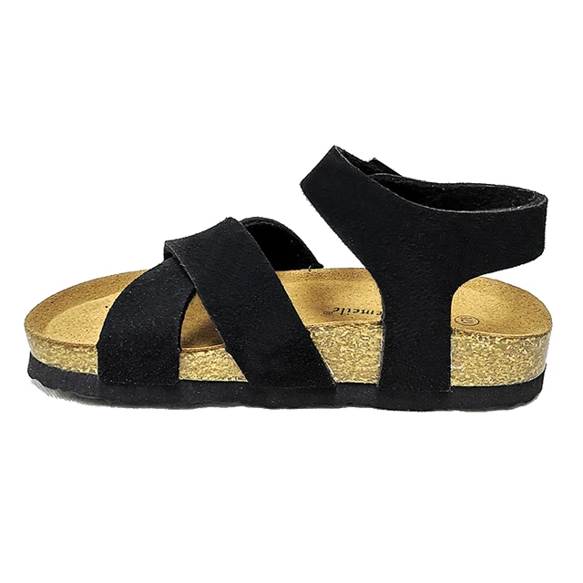 

Children Girls cross strap flat Sandals synthetic suede leather beach sandals