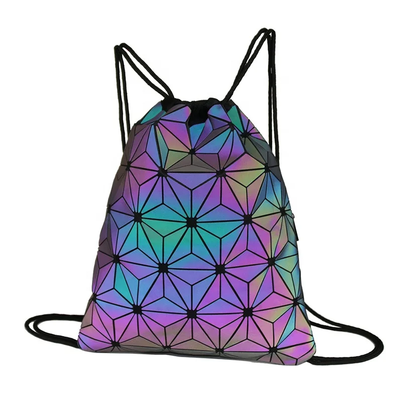 

Unisex Reflective Geometric Backpack Casual Waterproof Luminous Drawstring Bag