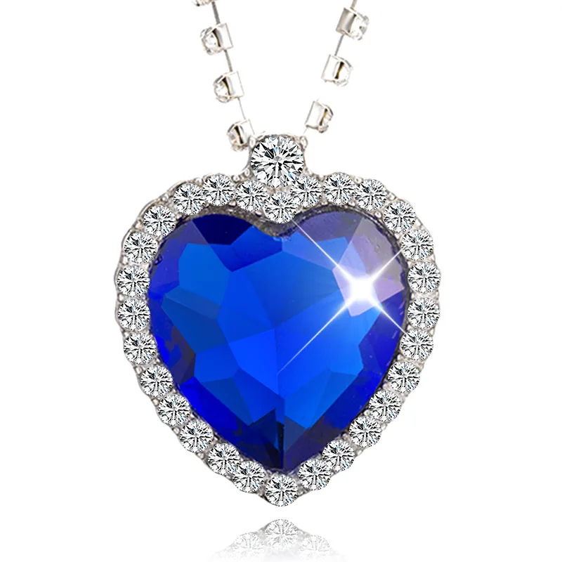 

Hot Sale Heart Of Ocean Women Birthday Gift Blink Blue Heart Love Forever Pendant Necklace