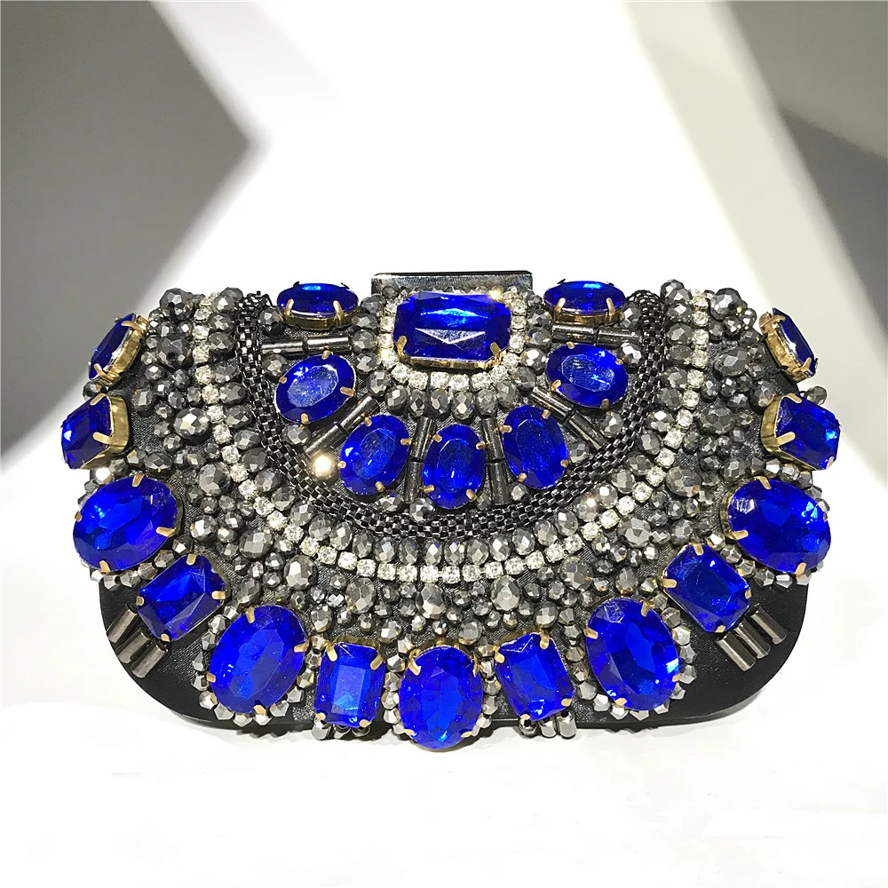 

Bolsos Para Mujeres Retro Crystal Clutch Purse For Women Luxury Handmade Acrylic Bead Embroidery Diamond Purses Handbags 2023