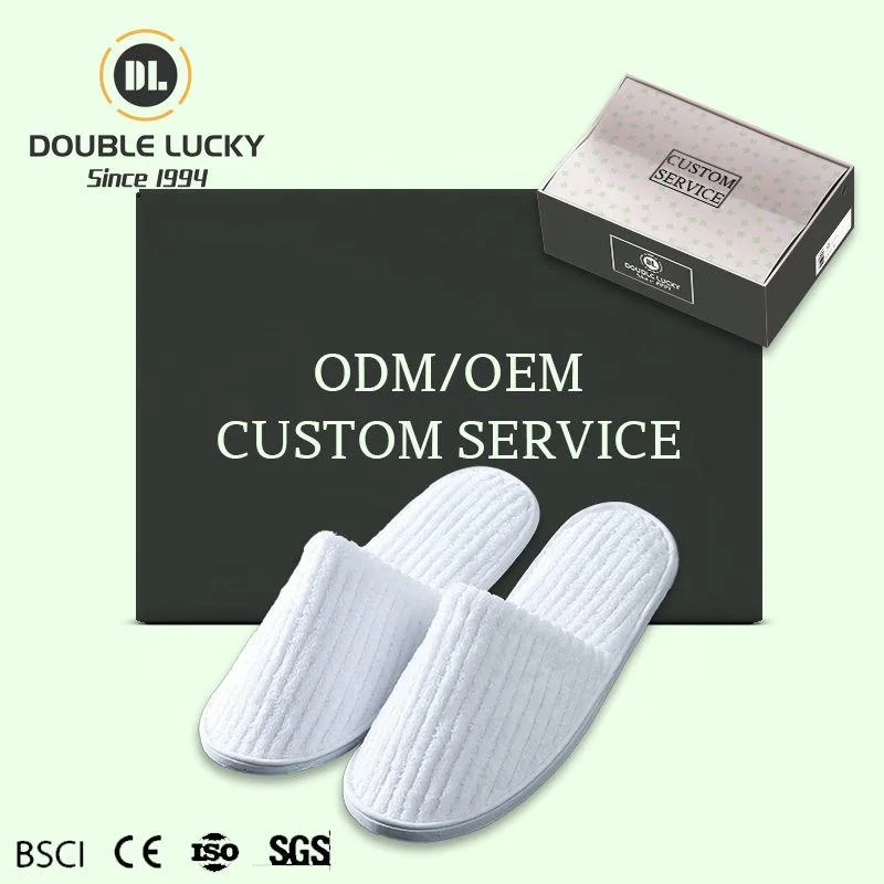 

Double Lucky Pantuflas De Hotel Hot Sale High Quality Simple Design Slippers White Cheap Wholesale Washable Hotel Slippers