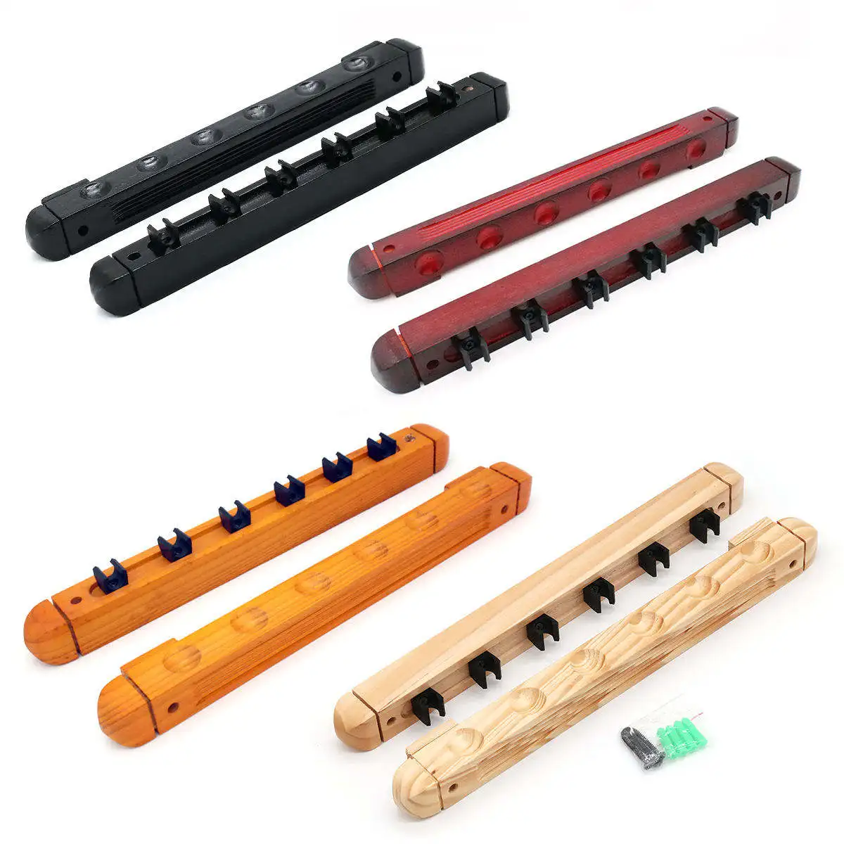 Hot Sell Economic 6 Holes Wooden Billiard Cue Rack Hanging Wall Rome Pool Cue Holder