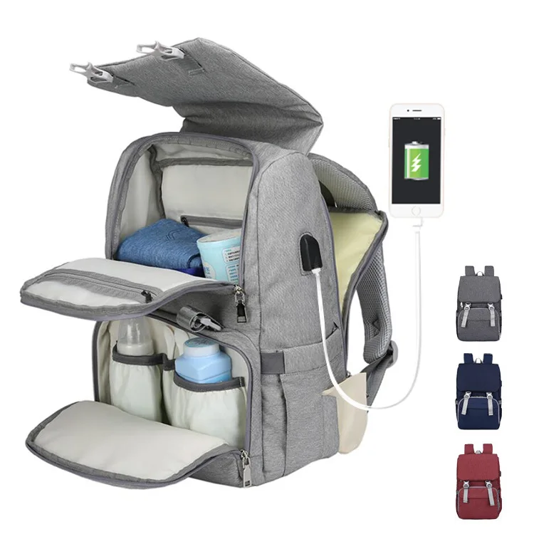 

new mother baby bag wear-resistant polyester can hang anti-theft pockets multi-functional large-capacity portable mummy back, 5 colors