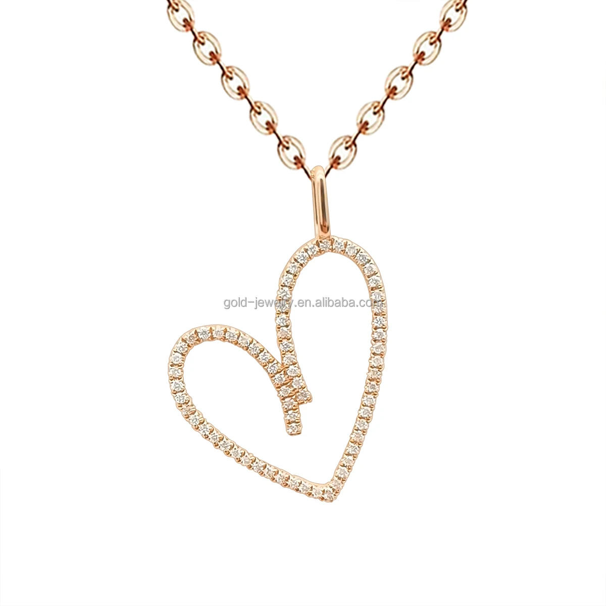 

Pendent Necklace 18K Real Rose Gold Natural Diamond Women Jewelry Heart Shape Classic Necklaces