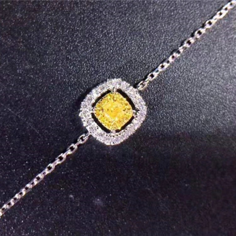 

SGARIT Wedding Diamond Jewelry 0.1ct Natural Yellow Diamond Bracelet Bangle 18k Gold