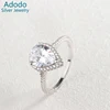Wholesale Zirconia Tear Drop Shaped Crystal Wholesale 925 Sterling Silver Women Rings