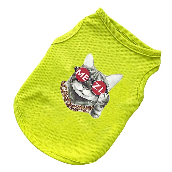 

Breathable Designer Summer Pet Cat Puppy Dog Clothes Vest, Yellow/green
