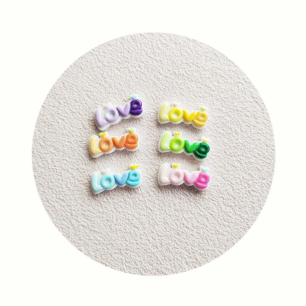 Colorful Cute Love Letter Flat Back Resin Cabochons Scrapbooking Crafts Headwear Accessories DIY Phone Case Decoration