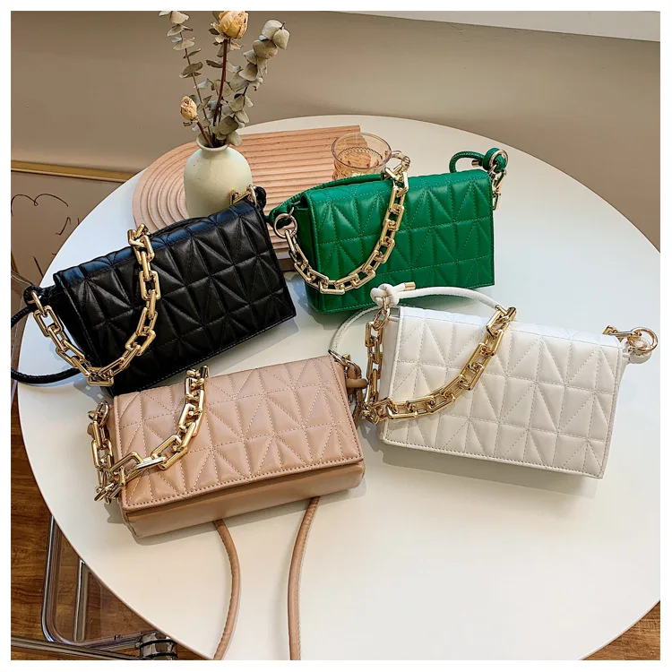 

Summer One-Shoulder Small Square Bag Female 2021 New Trendy Fashion Chain Crossbody Bag Texture Western-Style Lady Bag, Black,white,green,khaki