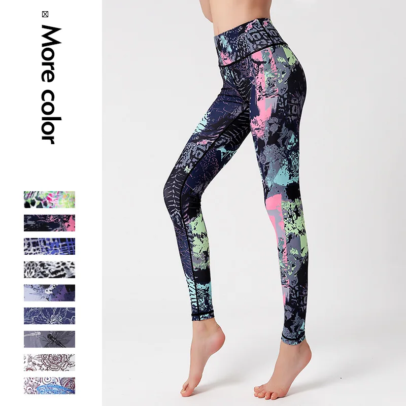

Women 2022 New Colorful High Waist Yoga Pants Four-way Stretch Quick Dry Heat-Transfer Printing Tight Yoga Leggings