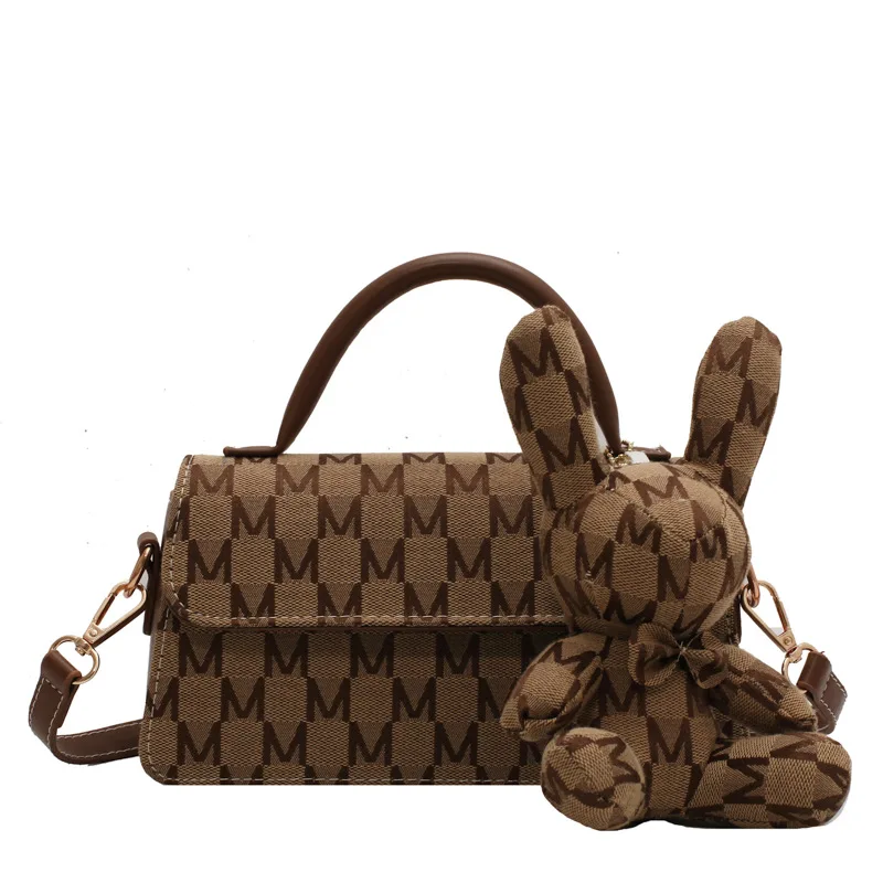 

New Fashion Letter Women Handbags With Rabbit Doll Crossboday Pretty Hand Bags For Girls