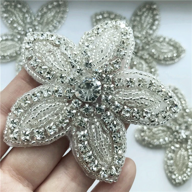 

Shiny crystal rhinestone flower applique patch for shoes/goblet/dress, Clear