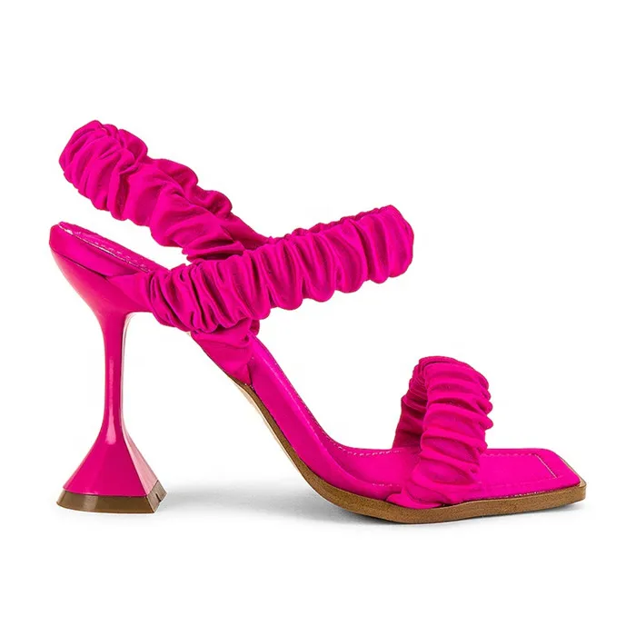 

Designer Women Shoes Fancy Stretch Suede Thong Straps Strange Heel Sandals Ladies Square Toe High Heel Sandals, Plum