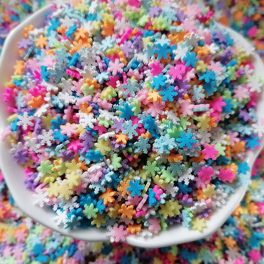 1kg DIY Craft Slime Sprinkles Christmas 5mm Rainbow Mix Snowflake Polymer Clay Sprinkles Slices