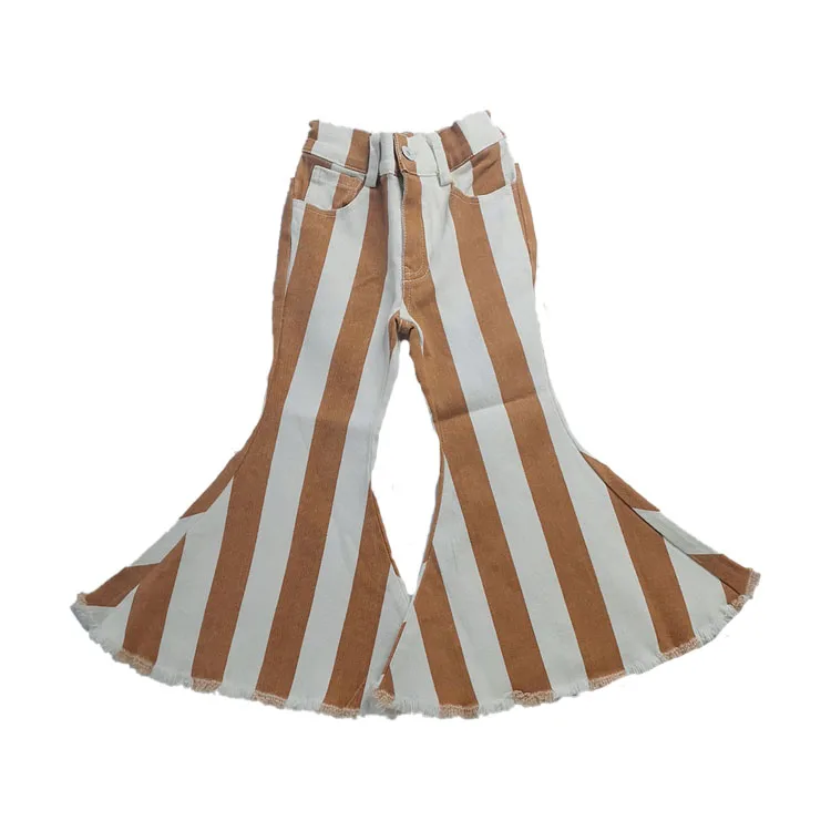 

Free shipping fashionable mommy and me Orange striped flared bell bottoms pants for sale