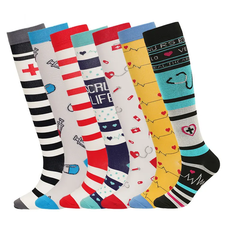 

Wholesale cheap New design nurse compression socks stocking custom logo low moq medical long compression socks for women, Custom color