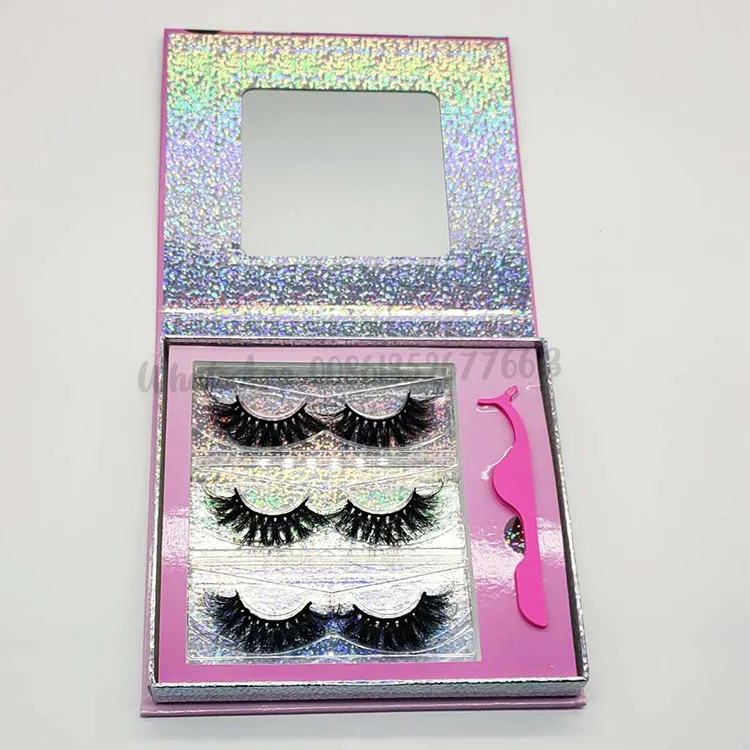 

Wholesale Custom Lashbox Packaging Lashbook With Mirror Full Mink Eye Lashes Diamond Lashbox Square Lash Case Pink Lash Box, Natural black