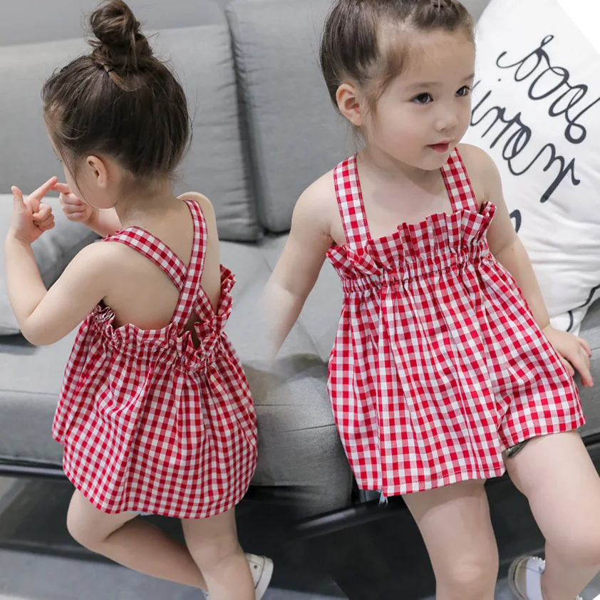 

Vest suspender skirt cotton girls' new spring and summer princess dress strapless beautiful dress, Picture