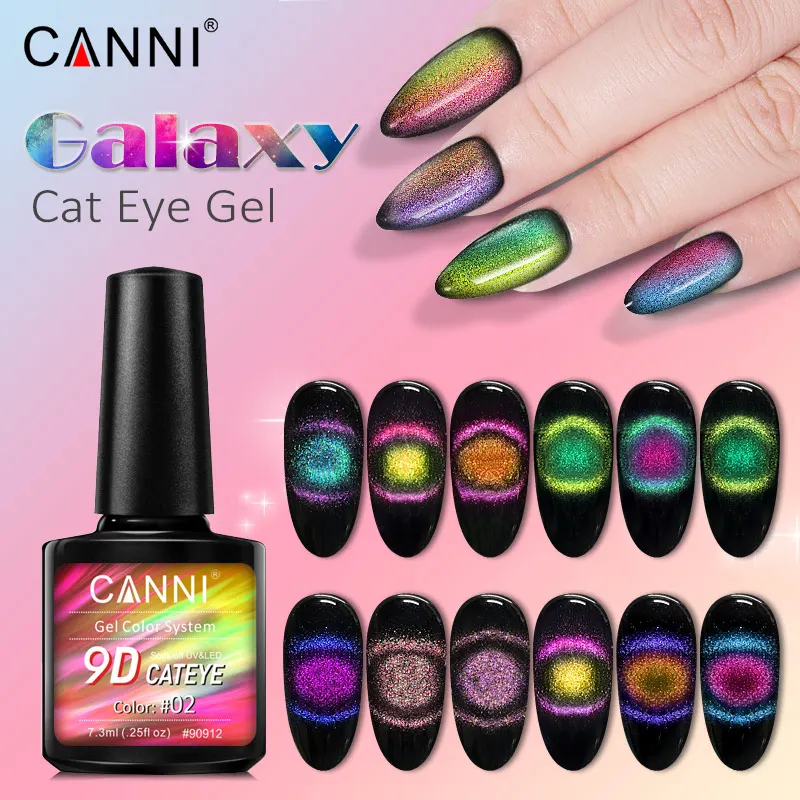 

CANNI 9D CAT EYE GEL POLISH 12 colors private label nail color magtic 9d galaxy soak off gel varnish magic mangent nail polish