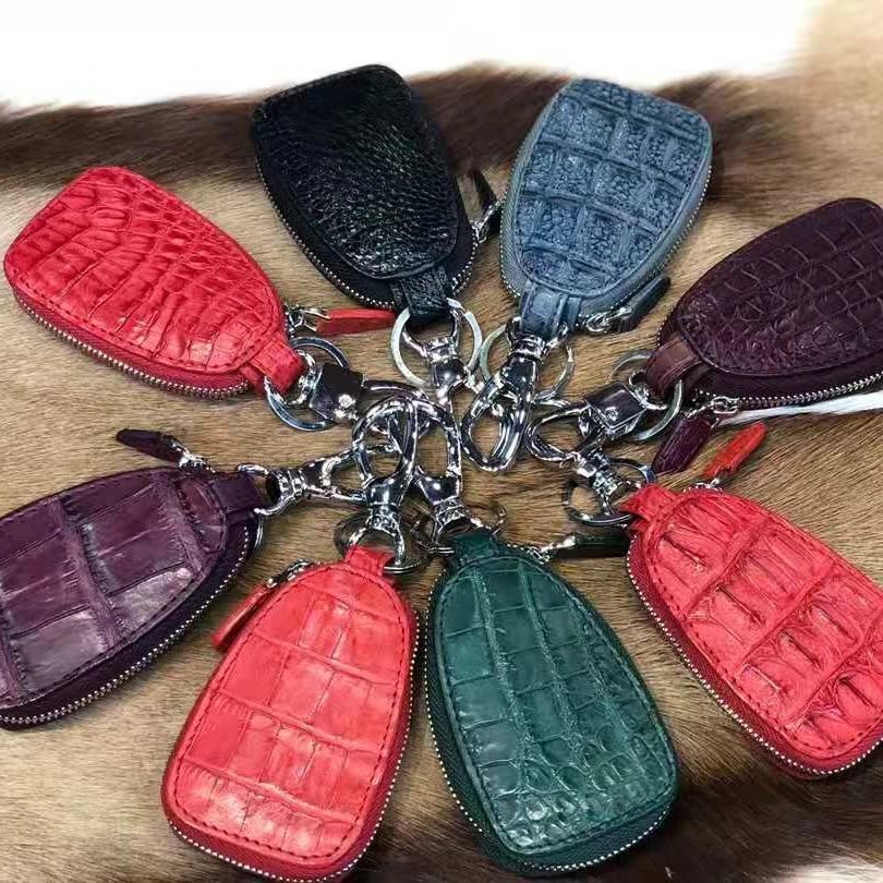 

Personalized key holder key chain customize real crocodile pattern car leather key holder