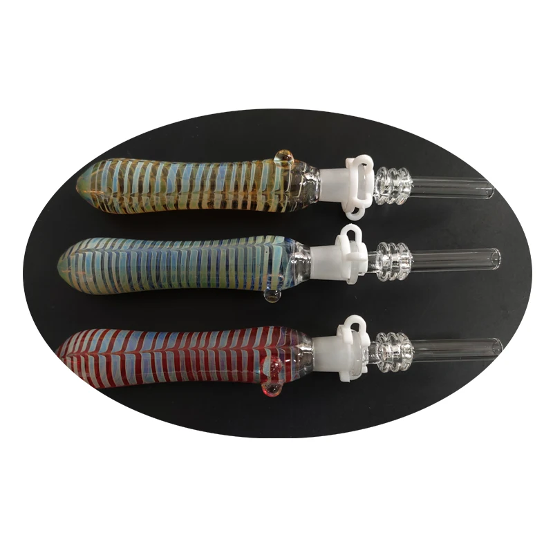 

nector 4.25''New Glass Nector Collector Kit With 10Mm Male Quartz Tip And 10Mm Plastic Clip, Mix color