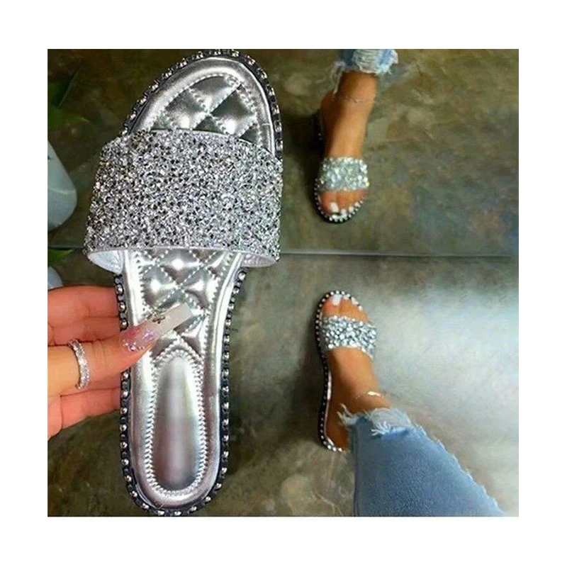 

High Quality Wholesale Women Slippers Designer Rhinestone Slippers For Women, As picture