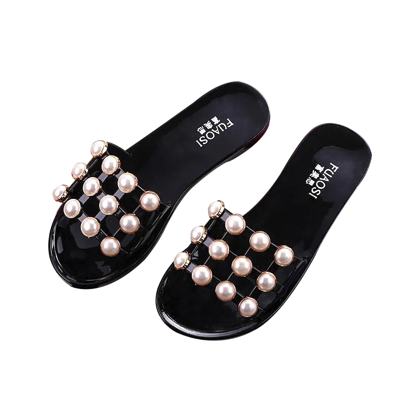 

2020 new fashionable beach pearl women's antiskid slippers and sandals