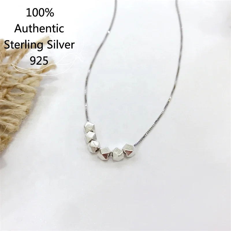 

100% Pure Sterling 925 Silver Korean Graduated designs Neck Chunky Choker Box Chain Polygon Geometry Necklace