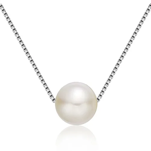 

10mm Natural Freshwater Pearl Necklace 925 Sterling Silver Single Pearl Pendant Necklace For Women