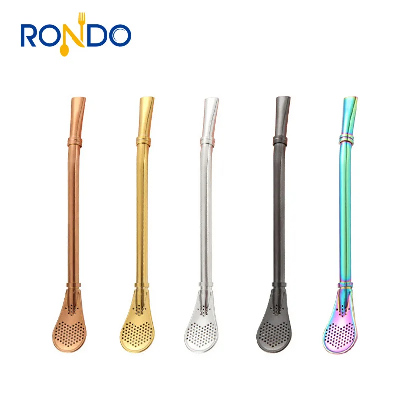 

2021 New China Wholesale Eco Friendly Stainless Steel water Straws With Filter Spoon yerba straw, Silver/black/gold/rose gold/rainbow