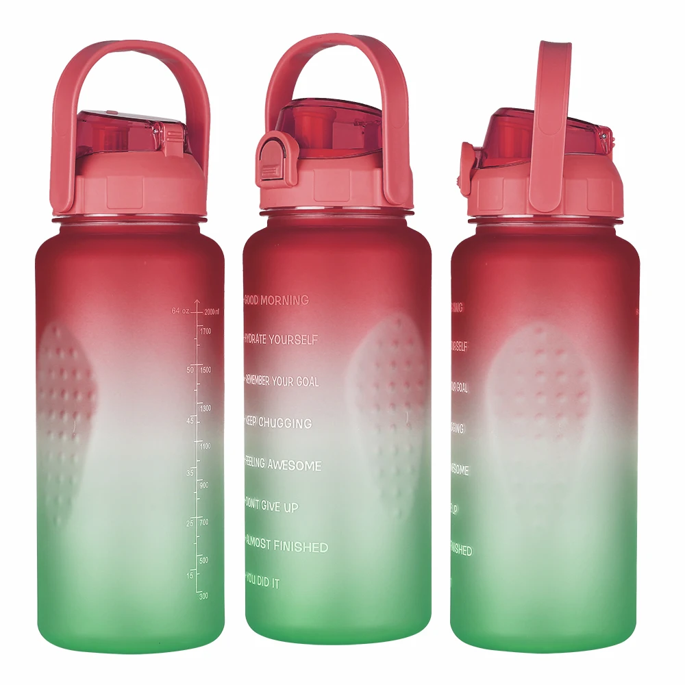 

BPA Free Motivational Sports Water Bottle Leakproof Fitness 1gallon 2.2L Drinking Water Bottle with Time Marker, Customized color