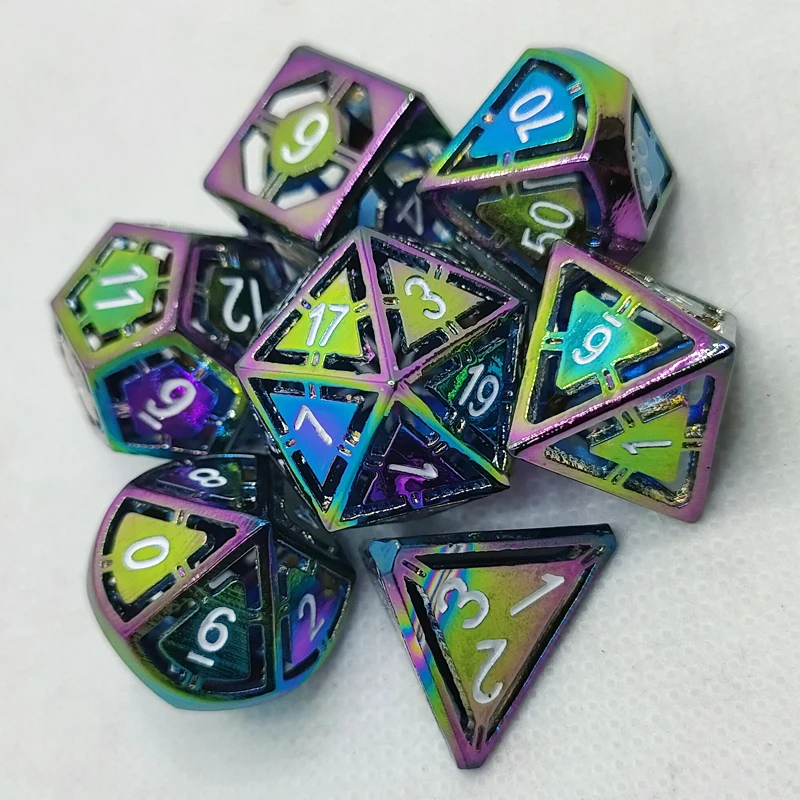 

Hot Sale Colour Plating Hollow Out Metal Dice Set Dungeons And Dragons Game Dice