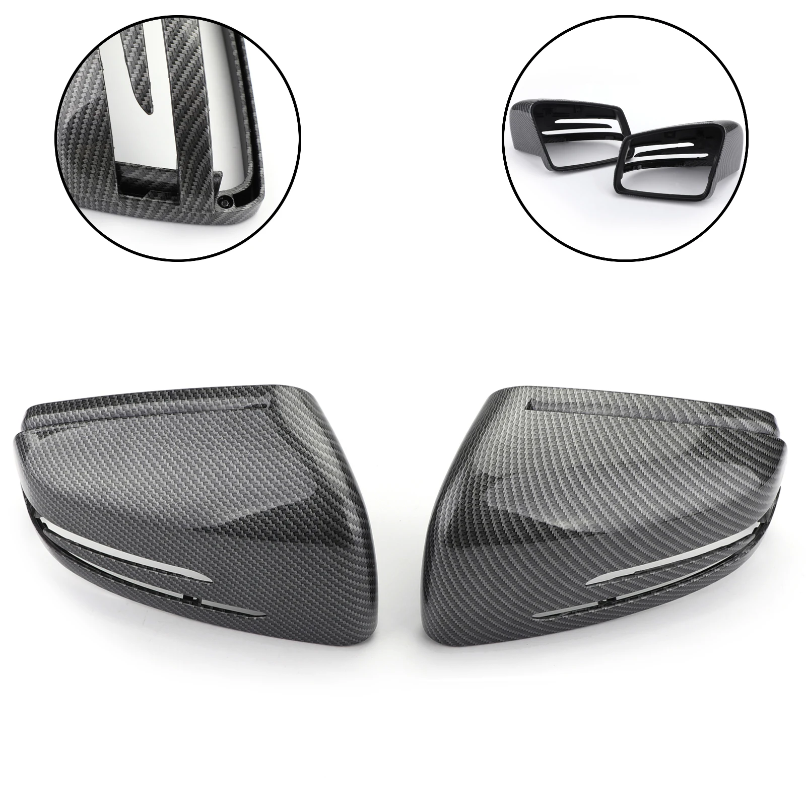

Areyourshop Carbon Fiber Rear View Side Mirror Cover Trim For Benz 2011 12 13 14 15 16 17 2018 Benz W212 W204, As picture shown