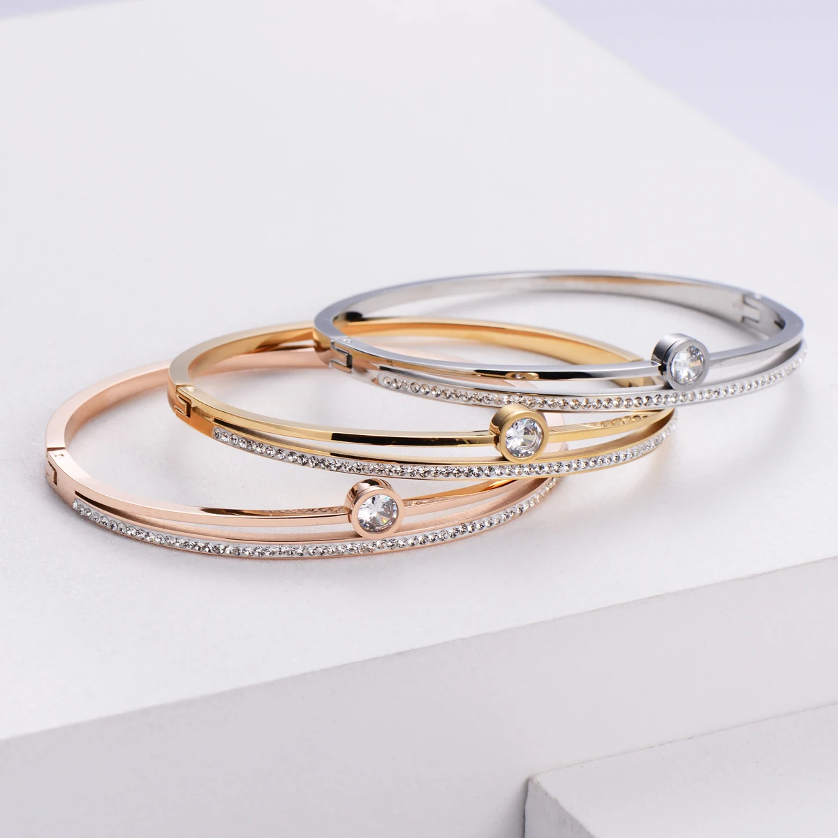 

ORDRM brazalet de acero inoxidable bangles jewelry of india silver bracelets jewelry bangle bracelet for women, Rose gold,gold,silver