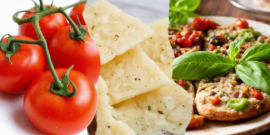 Finished spiced tomato cheese basil dish