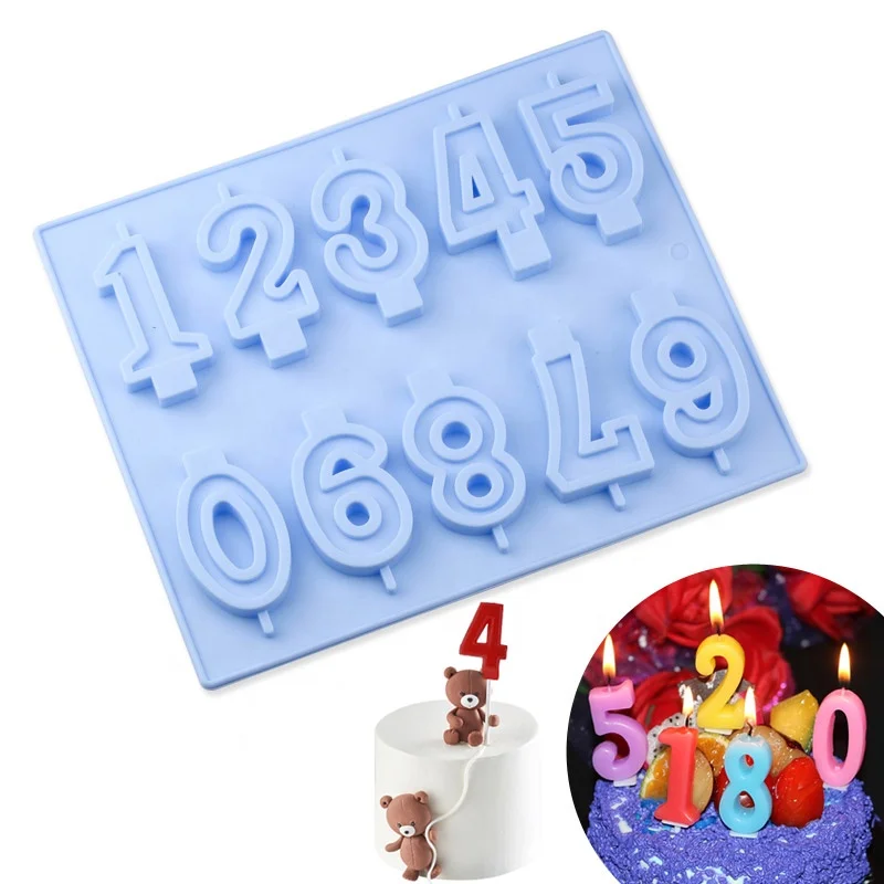 

10 Numbers 3D Silicone Candle DIY mold Birthday Cake Topper Cake Decorating tool Chocolate Mould Candle Making Mold