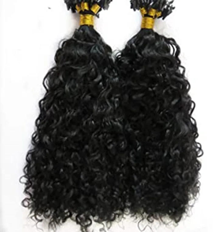 

9A Double Drawn Cuticle Aligned afro kinky curly Italian Keratin Pre Bonded I Tips Human Hair Extensions