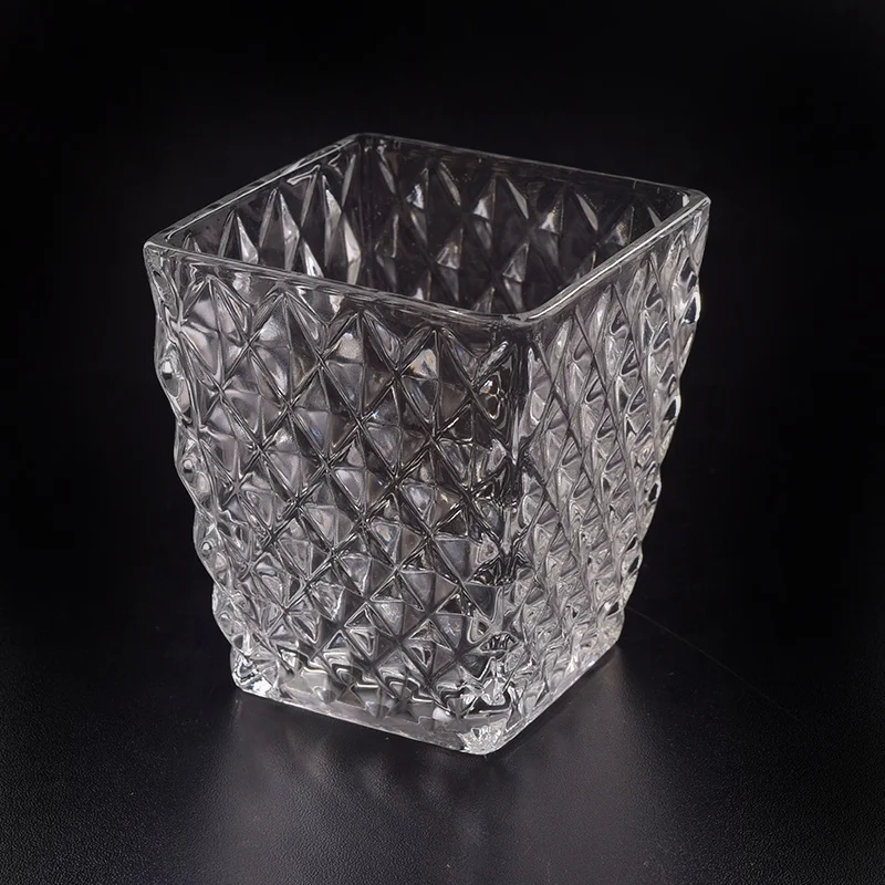 Square Glass Candle tumbler pressed candle jar home Decor