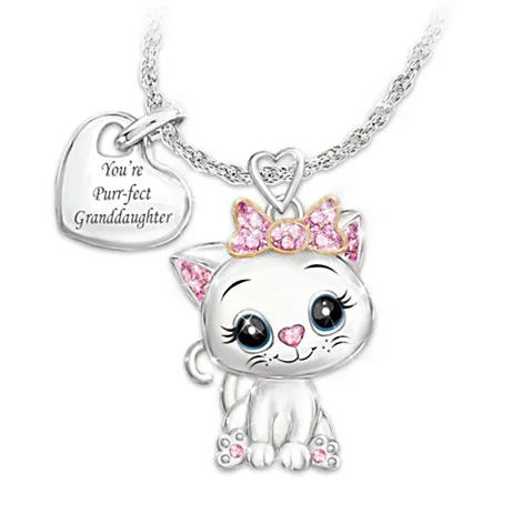 

Cute Cat Necklace Cat Necklace Pendant Heart Shaped Accessories Jewelry Women