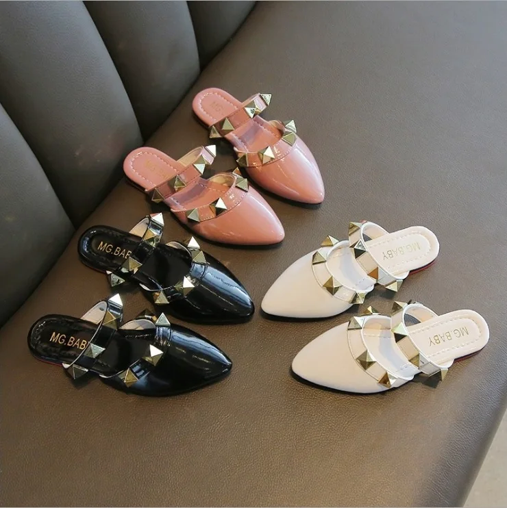 

Girls Flat Summer Vintage Rivet Jelly Design Kids Slipper Shoes