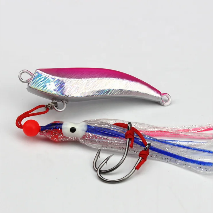 

80g 100g lead fish Salty Rubber Jigging lures for fishing jigging lure with Octopus Skirt and assist hook