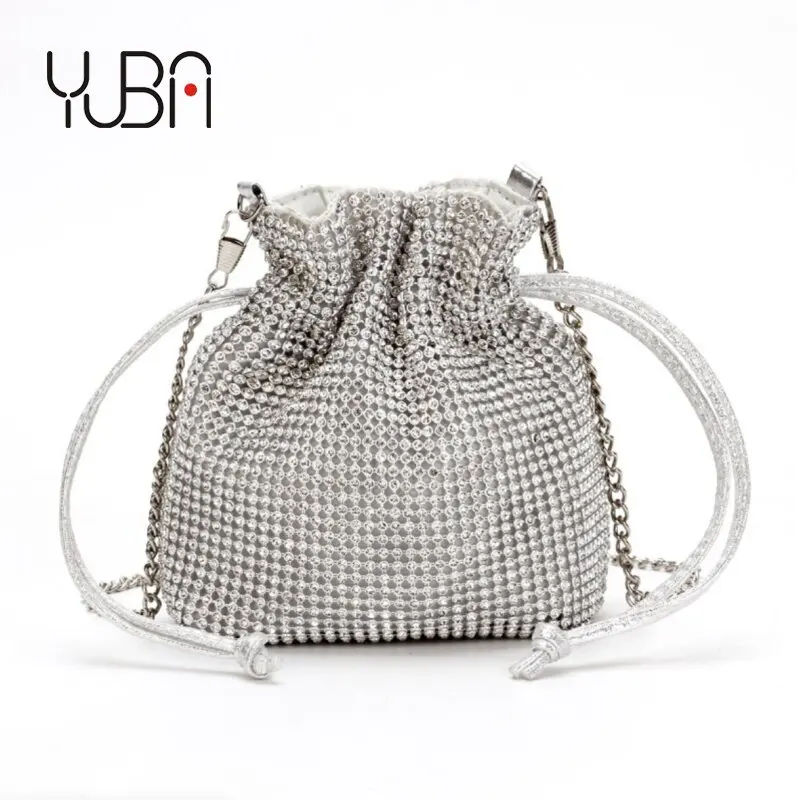 

cheap cluth drawstring bling ladies diamond money women hand bags mini small chain purse bags, Customizable
