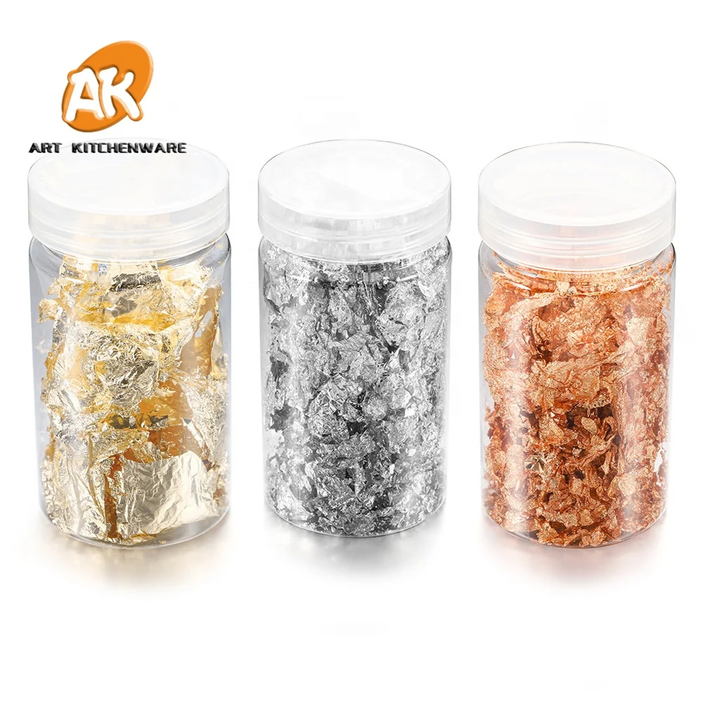 

AK Shiny Gold Leaf Flakes Sequins Glitters Confetti for Painting Arts Nail Art Foil Decorative Paper Resin Mold Fillings