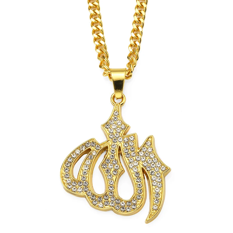 

New 18K Gold plated God pressing men muslim allah pendant necklace wholesale