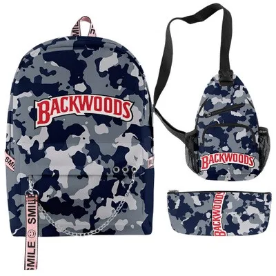 

Hot sale 3pcs backwoods cigar backpack for boys men backwood print bag laptop shoulder school bag travel bag backwoods backpack