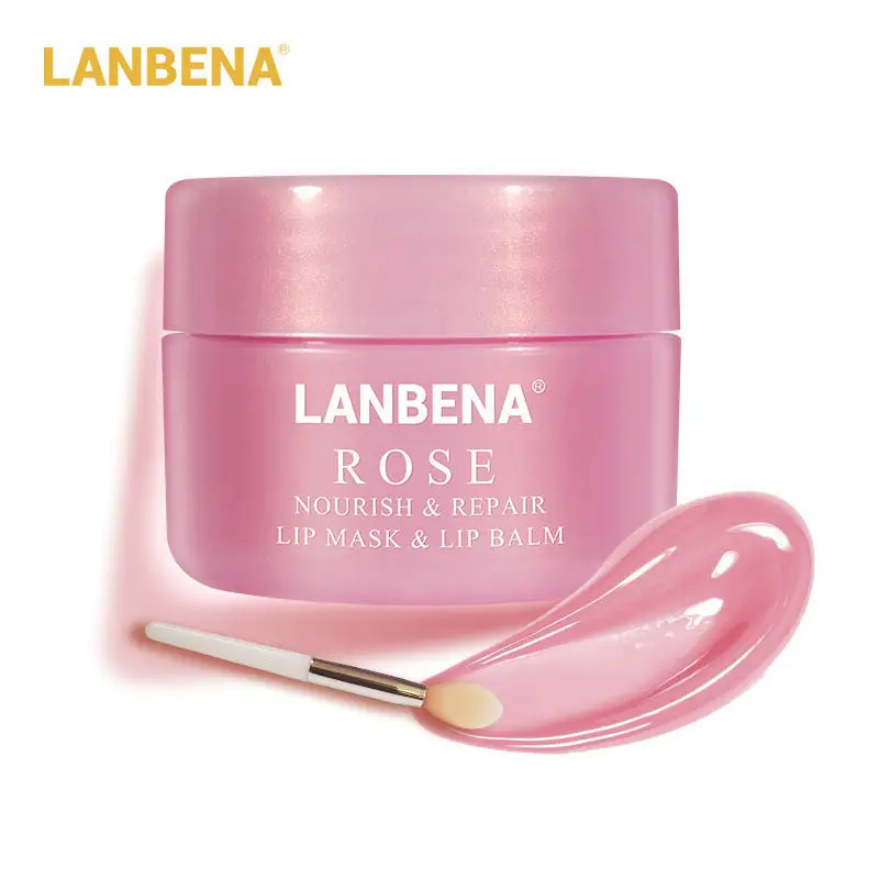 

LANBENA 20g Natural Rose Orange VC Lip Sleeping mask Lip Care Nourish Fast Repair Lips Balm Plumper Exfoliator