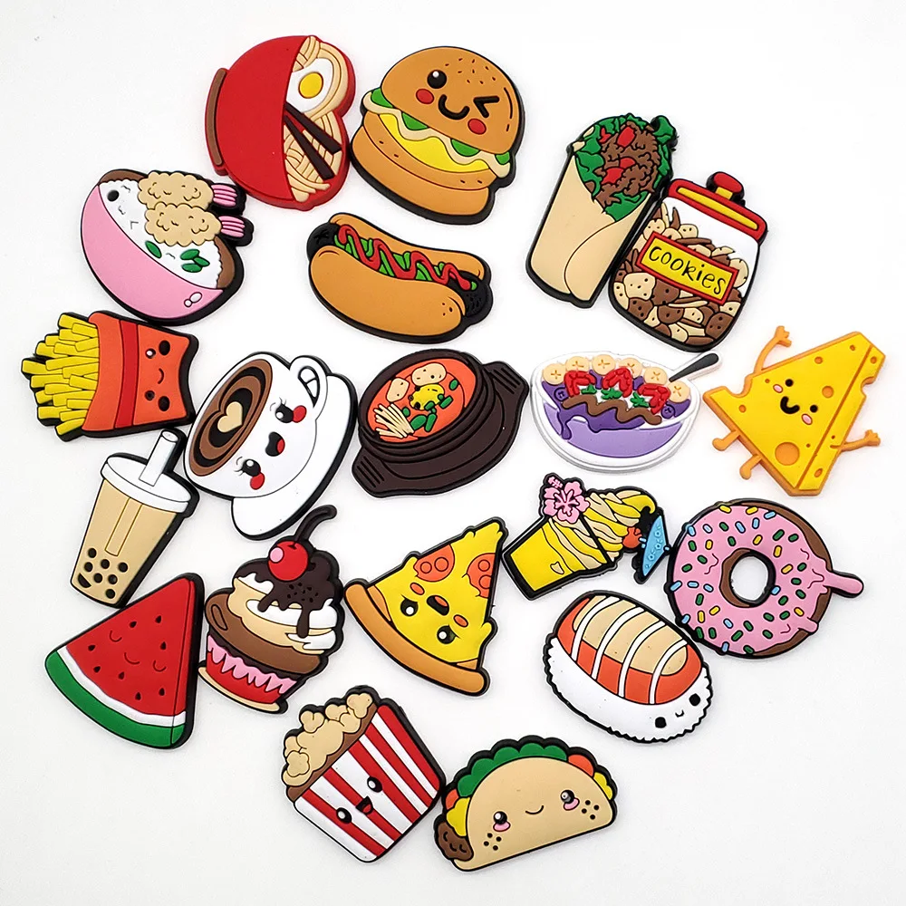 

New wholesale PVC snacks food and beverage potato chips children's garden shoes accessories croc charm shoes Charm