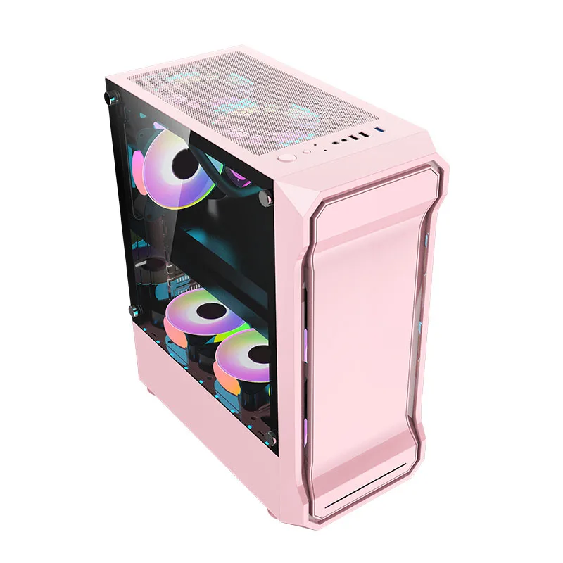 

New arrivals ATX M-ATX pc case gaming computer case pc gamer, Black/pink/white