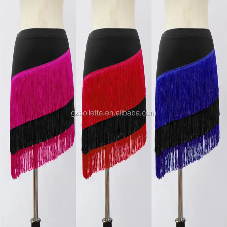 Girls Dance Skirt Child Black Stage Performance Fringe Skirt Women