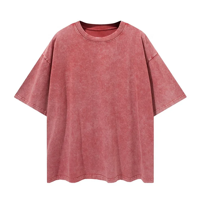 

Ins Hot Sale Vintage Washed Oversized Dropped Shoulder Comfort Plain Color Men's T-Shirts